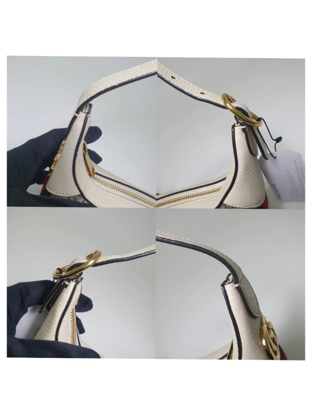 Authentic Gucci GG Canvas Mini Crescent Bag White Leather Trim Shoulder Bag - Picture 5 of 10